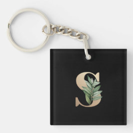 Eleganter Botanischer Monogram Gold Letter S Schlüsselanhänger