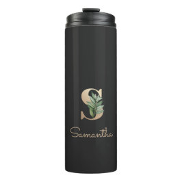 Eleganter Botanischer Monogram Gold Letter S Thermosbecher