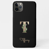Eleganter Botanischer Monogram Gold Letter T Case-Mate iPhone Hülle (Rückseite)