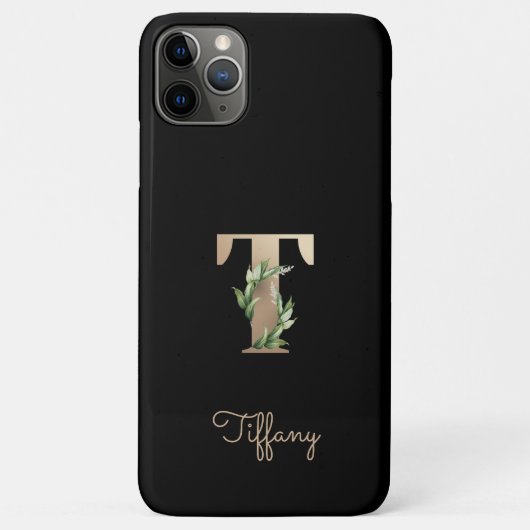Eleganter Botanischer Monogram Gold Letter T Case-Mate iPhone Hülle (Rückseite)
