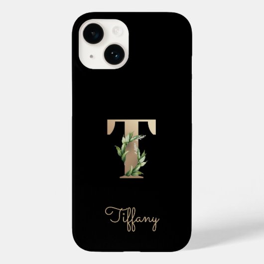 Eleganter Botanischer Monogram Gold Letter T Case-Mate iPhone Hülle (Rückseite)
