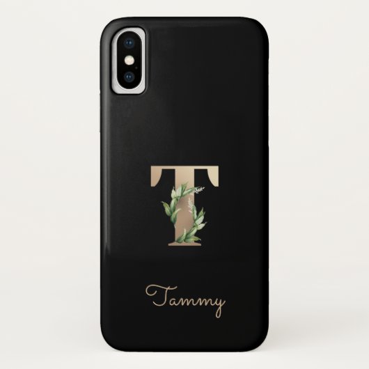Eleganter Botanischer Monogram Gold Letter T Case-Mate iPhone Hülle (Rückseite)