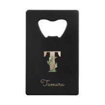 Eleganter Botanischer Monogram Gold Letter T