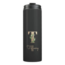 Eleganter Botanischer Monogram Gold Letter T