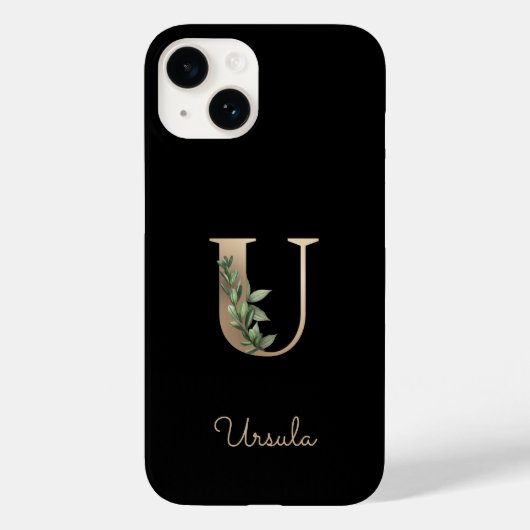 Eleganter Botanischer Monogram Gold Letter U Case-Mate iPhone Hülle (Rückseite)