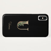 Eleganter Botanischer Monogram Gold Letter U Case-Mate iPhone Hülle (Rückseite (Horizontal))