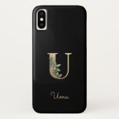 Eleganter Botanischer Monogram Gold Letter U Case-Mate iPhone Hülle (Rückseite)