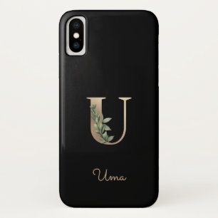 Eleganter Botanischer Monogram Gold Letter U Case-Mate iPhone Hülle