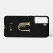 Eleganter Botanischer Monogram Gold Letter U Samsung Galaxy Hülle (Rückseite (Horizontal))