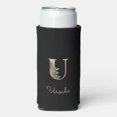 Eleganter Botanischer Monogram Gold Letter U Selters Dosenkühler (Seltzer Vorderseite)
