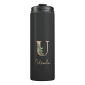 Eleganter Botanischer Monogram Gold Letter U Thermosbecher (Vorderseite)