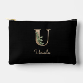 Eleganter Botanischer Monogram Gold Letter U Zubehörtasche