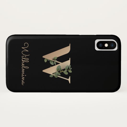 Eleganter Botanischer Monogram Gold Letter W Case-Mate iPhone Hülle (Rückseite (Horizontal))