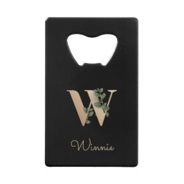 Eleganter Botanischer Monogram Gold Letter W Geldbeutel Flaschenöffner