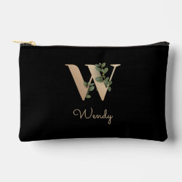 Eleganter Botanischer Monogram Gold Letter W Zubehörtasche