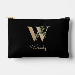 Eleganter Botanischer Monogram Gold Letter W Zubehörtasche