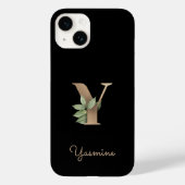 Eleganter Botanischer Monogram Gold Letter Y Case-Mate iPhone Hülle (Rückseite)
