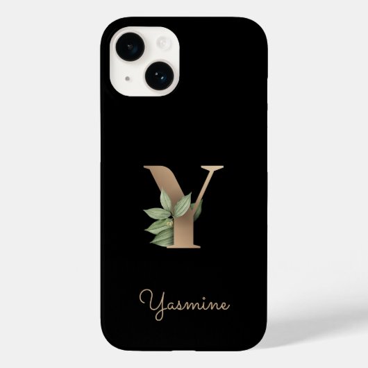 Eleganter Botanischer Monogram Gold Letter Y Case-Mate iPhone Hülle (Rückseite)