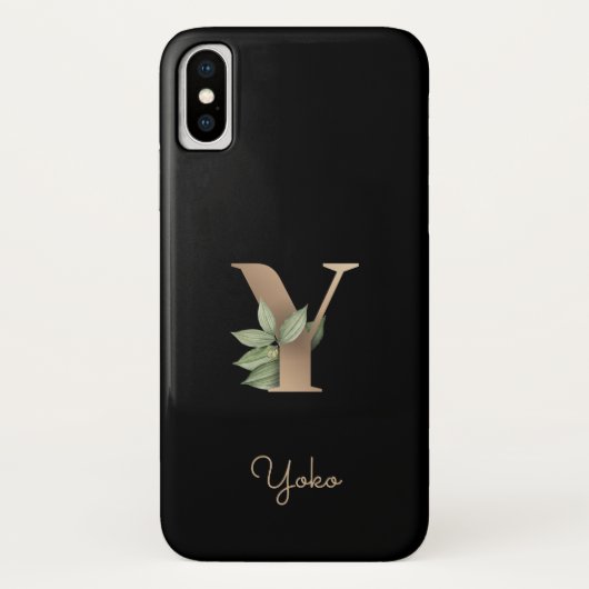 Eleganter Botanischer Monogram Gold Letter Y Case-Mate iPhone Hülle (Rückseite)