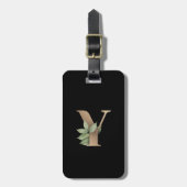 Eleganter Botanischer Monogram Gold Letter Y Gepäckanhänger (Vorderseite vertikal)