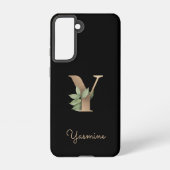 Eleganter Botanischer Monogram Gold Letter Y Samsung Galaxy Hülle (Rückseite)