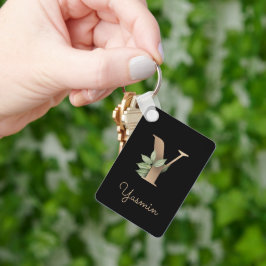 Eleganter Botanischer Monogram Gold Letter Y Schlü Schlüsselanhänger