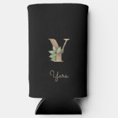 Eleganter Botanischer Monogram Gold Letter Y Selters Dosenkühler (Vorderseite)