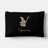 Eleganter Botanischer Monogram Gold Letter Y Zubehörtasche (Vorderseite)