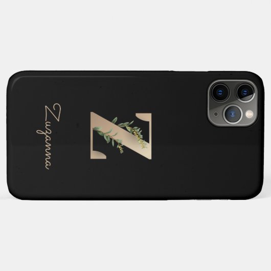 Eleganter Botanischer Monogram Gold Letter Z Case-Mate iPhone Hülle (Rückseite (Horizontal))