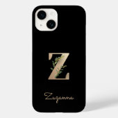 Eleganter Botanischer Monogram Gold Letter Z Case-Mate iPhone Hülle (Rückseite)