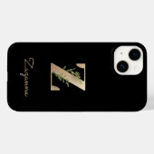 Eleganter Botanischer Monogram Gold Letter Z Case-Mate iPhone Hülle (Rückseite (Horizontal))