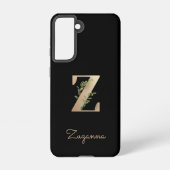 Eleganter Botanischer Monogram Gold Letter Z Samsung Galaxy Hülle (Rückseite)