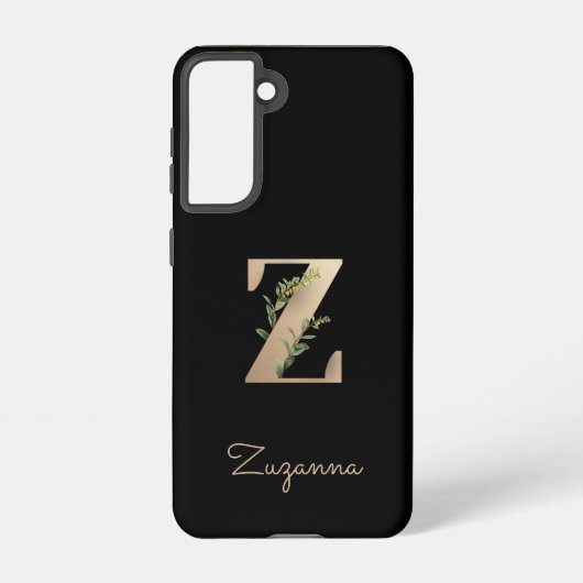 Eleganter Botanischer Monogram Gold Letter Z Samsung Galaxy Hülle (Rückseite)