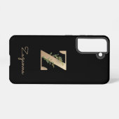 Eleganter Botanischer Monogram Gold Letter Z Samsung Galaxy Hülle (Rückseite (Horizontal))