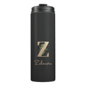 Eleganter Botanischer Monogram Gold Letter Z Thermosbecher (Vorderseite)