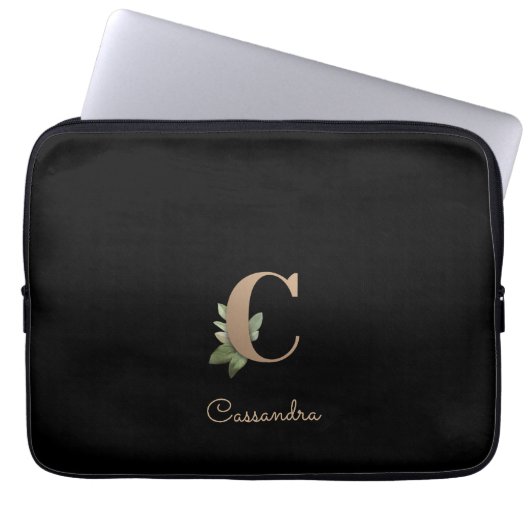 Eleganter Botanischer Monogram Letter C - Laptop-S Laptopschutzhülle (Vorderseite)