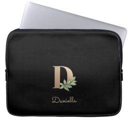 Eleganter Botanischer Monogram Letter D Laptop-Sie Laptopschutzhülle