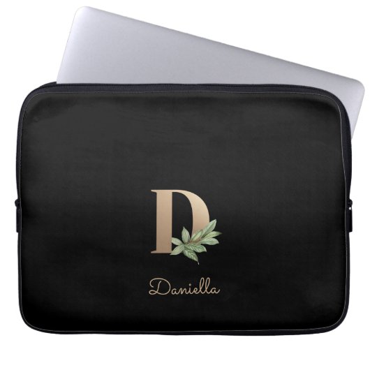 Eleganter Botanischer Monogram Letter D Laptop-Sie Laptopschutzhülle (Vorderseite)