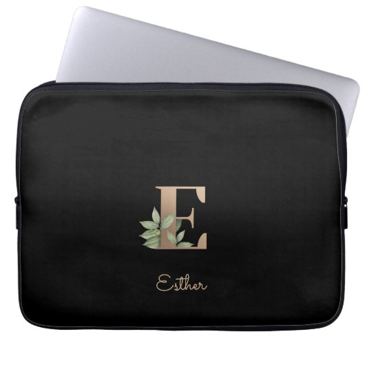 Eleganter Botanischer Monogram Letter E Laptop-Sie Laptopschutzhülle (Vorderseite)