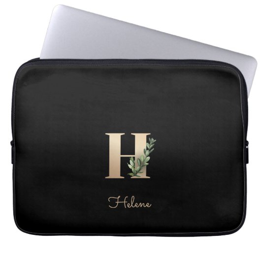 Eleganter Botanischer Monogram Letter H Laptop-Sie Laptopschutzhülle (Vorderseite)