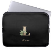 Eleganter Botanischer Monogram Letter L Laptop Sle Laptopschutzhülle (Vorderseite)