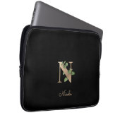 Eleganter Botanischer Monogram Letter N Laptop Sle Laptopschutzhülle (Vorne Rechts)