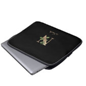 Eleganter Botanischer Monogram Letter N Laptop Sle Laptopschutzhülle (Vorne Knopf)
