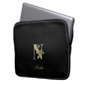 Eleganter Botanischer Monogram Letter N Laptop Sle Laptopschutzhülle (Vorderseite Links)