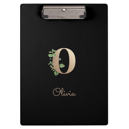 Eleganter Botanischer Monogram Letter O Klemmbrett (Vorderseite)