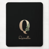 Eleganter Botanischer Monogram Letter Q Mouse Pad Mousepad (Vorne)