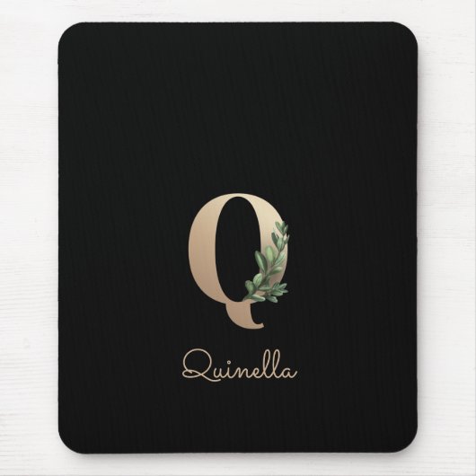Eleganter Botanischer Monogram Letter Q Mouse Pad Mousepad (Vorne)