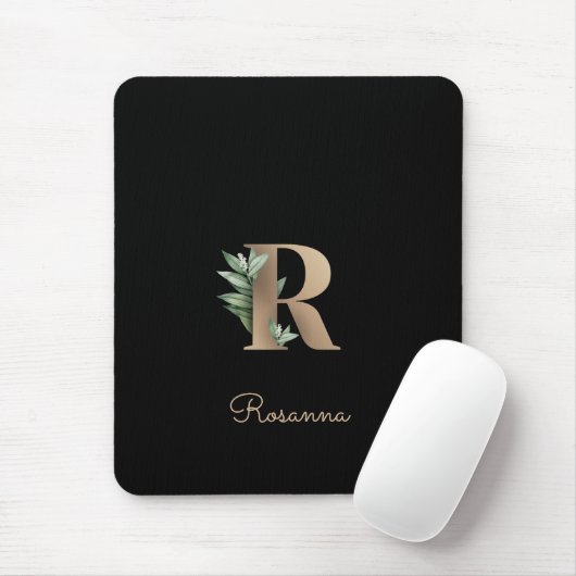 Eleganter Botanischer Monogram Letter R Mouse Pad Mousepad (Mit Mouse)