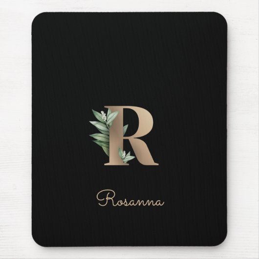Eleganter Botanischer Monogram Letter R Mouse Pad Mousepad (Vorne)
