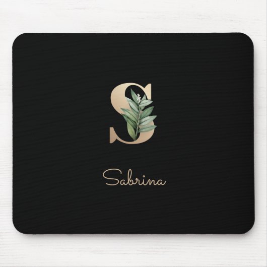 Eleganter Botanischer Monogram Letter S Mousepad (Vorne)